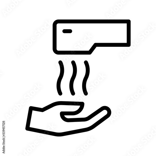 wash hand or hygiene related heated or hot air hand dryer with hand vector in lineal style,
