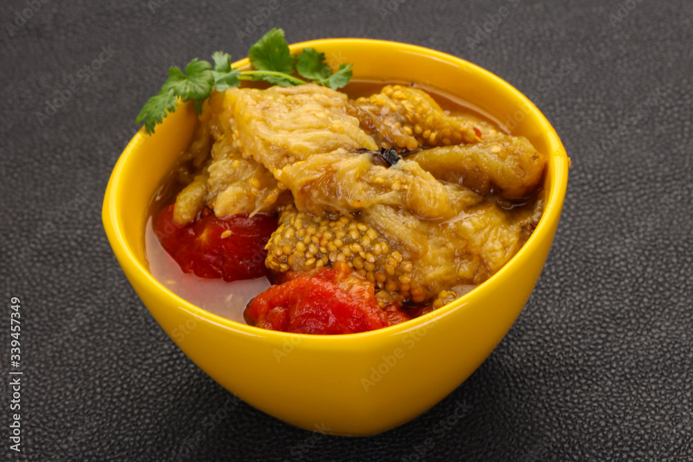 Caucasian cuisine - baked eggplant and tomato Caucasian cuisine - baked eggplant and tomato