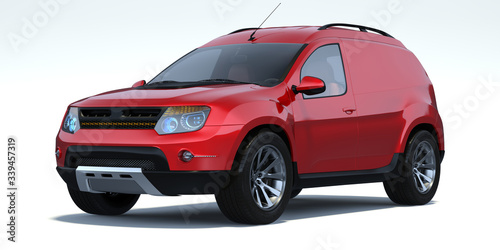 3D rendering of a brand-less generic concept suv car in studio environment