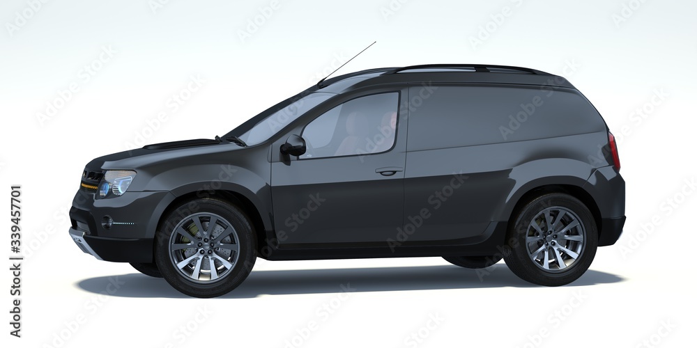 3D rendering of a brand-less generic concept suv car in studio environment