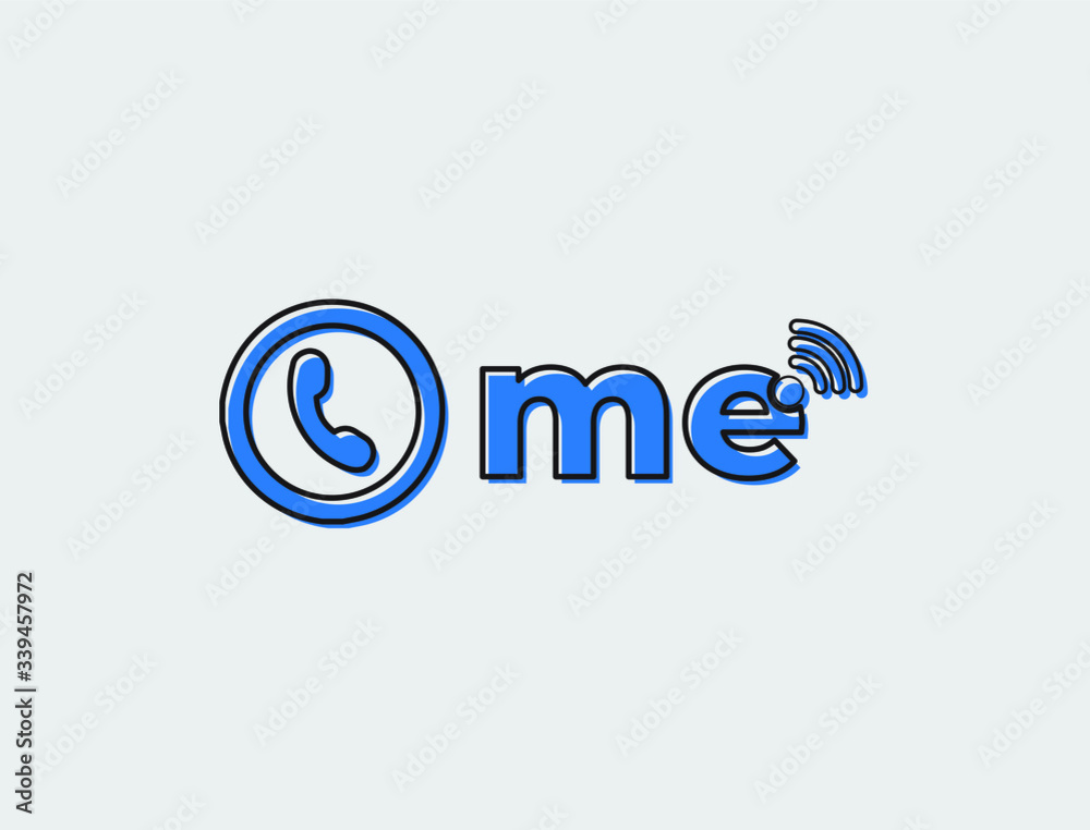 Call Me Text Flat Vector Card Logo Design Call Me Text Flat Vector Card Logo Design