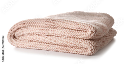 Soft blanket on white background photo
