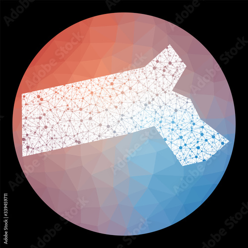 Vector network Massachusetts map. Map of the US state with low poly background. Rounded Massachusetts illustration in technology, internet, network, telecommunication concept style.