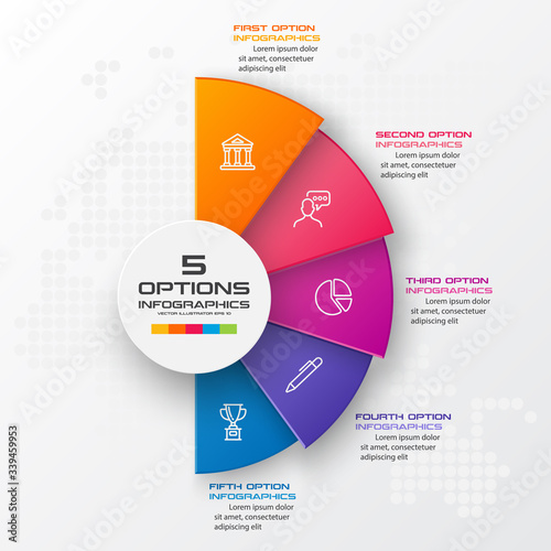 Business infographics 5 steps,Abstract design element,Vector illustration.