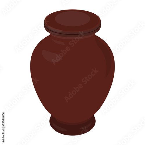 Urn for ashes. Symbols for the funeral service. Vector illustration.