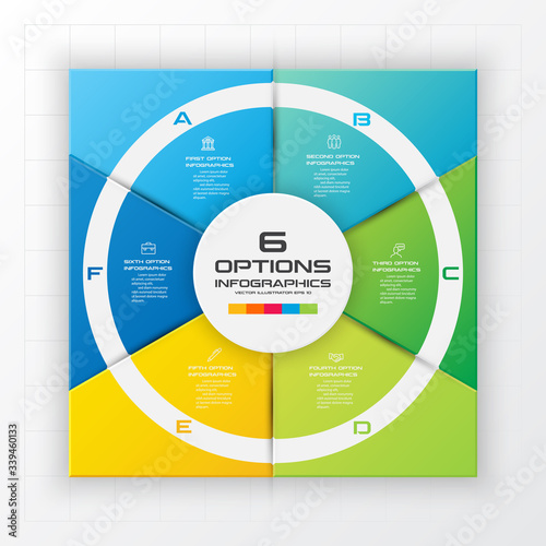 Business infographics template 6 steps with square,Element for design invitations,Vector illustration.
