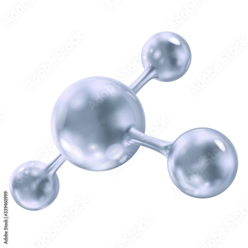 Vector 3d model of silver molecule isolated on white background