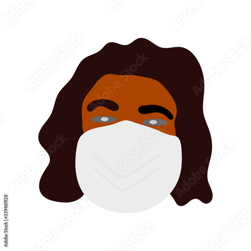 African woman head with protective face mask against corona virus covid-19 protection stop coronavirus pandemic concept. African american woman .
