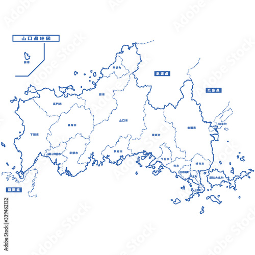 山口県地図 シンプル白地図 市区町村
