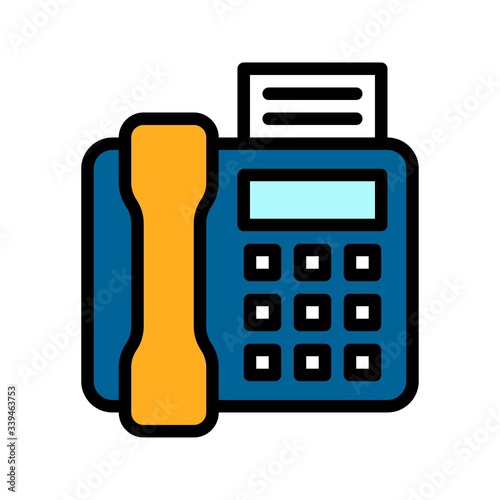 telecommuting or telework related fax or telephone with page vector with editable stroke,