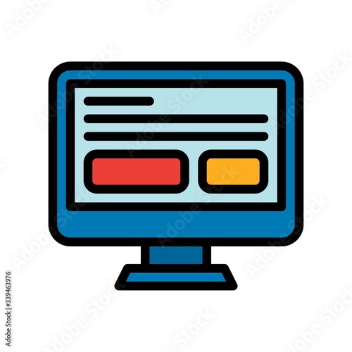 telework or telecommuting related website page open in computer screen vector with editable stroke,