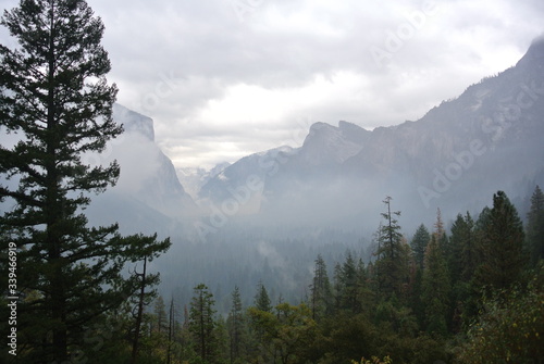 Yosemite national park in fog