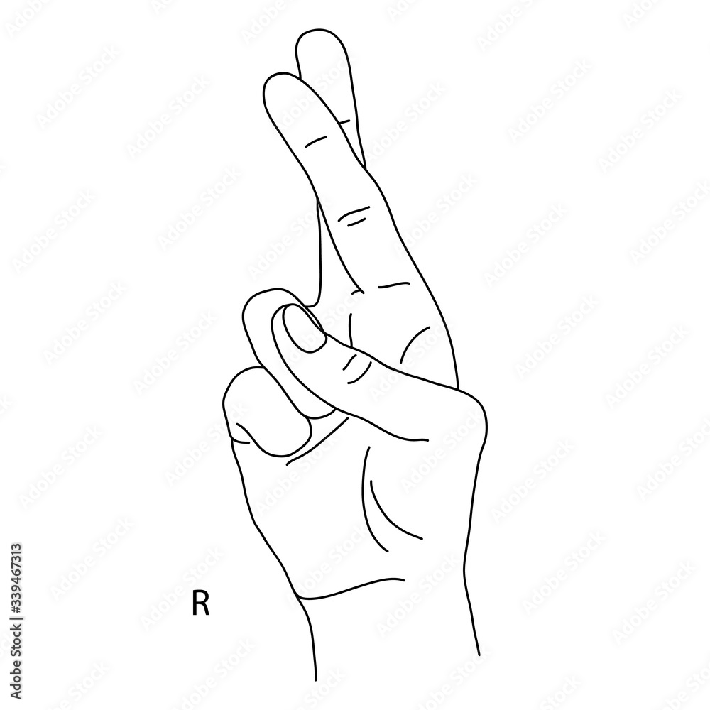 The Drawing Of A Human Hand R Is The Eighteenth Letter Of The Alphabet In Sign Language The