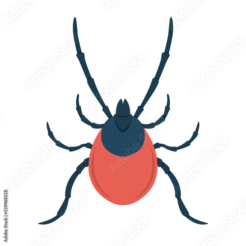 Illustration of mite in flat style. Design element for infographic, emblem, sign, poster, car, banner. Vector illustration