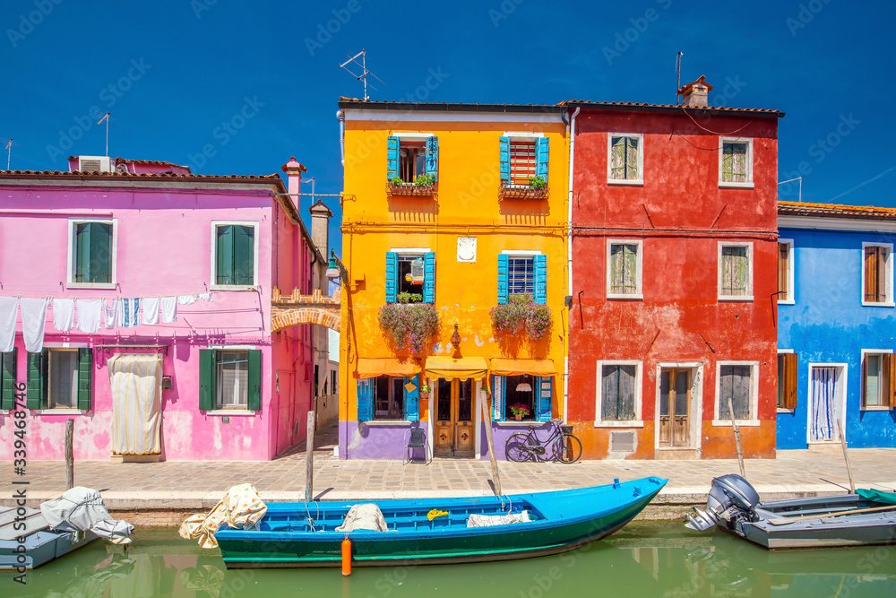 Colorful houses in downtown Burano, Venice, Italy