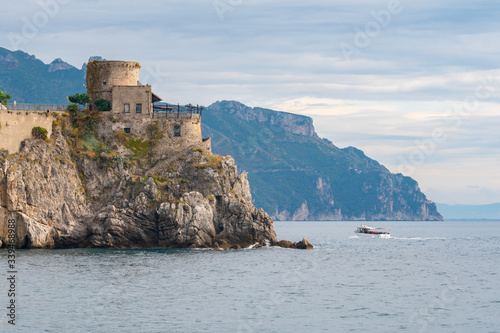 Old fortress on a seaside of the city Amalfi