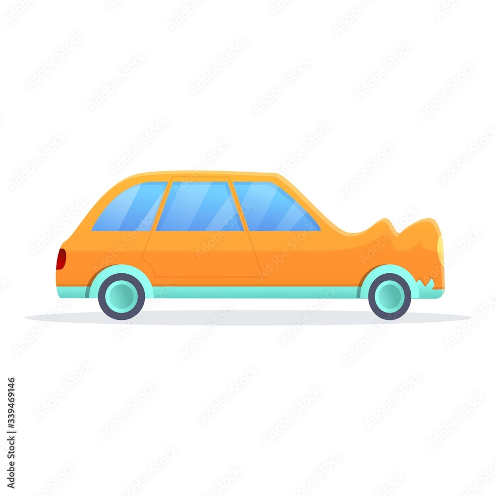 Broken car icon. Cartoon of broken car vector icon for web design isolated on white background