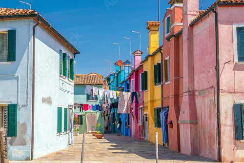 Colorful houses in downtown Burano, Venice, Italy