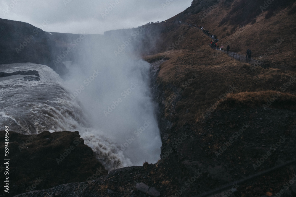 Gullfoss waterfall view. Icelandic scenery.