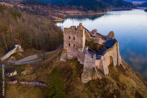 Panoramic view of castle Czorsztyn. Poland