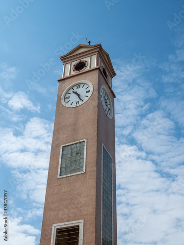 Nakorn Phanom, Thailand - Nov 18th, 2019: Vietnamese Clock Tower at the walking street of Nakhon Phanom photo