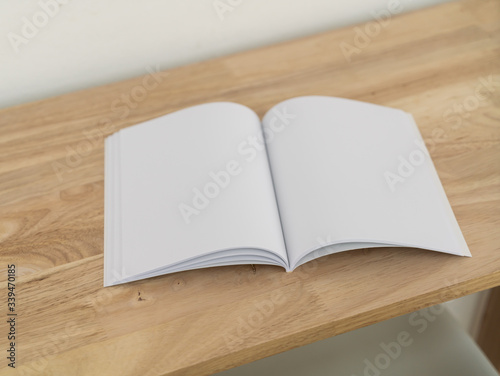Blank catalog  magazines  book on wood background.