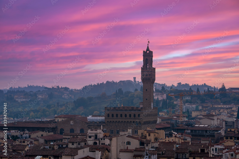 vista del palacio Vecchio de la ciudad de Florencia, Italia