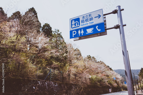 箱根峠 道の駅 標識 箱根新道 横