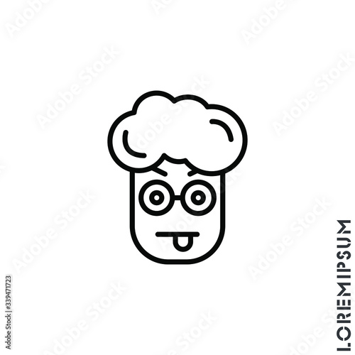 Mocking teasing and angry boy, man icon. showing tongue and frowning eyebrows Emoticon Icon Vector Illustration. Outline Style. 