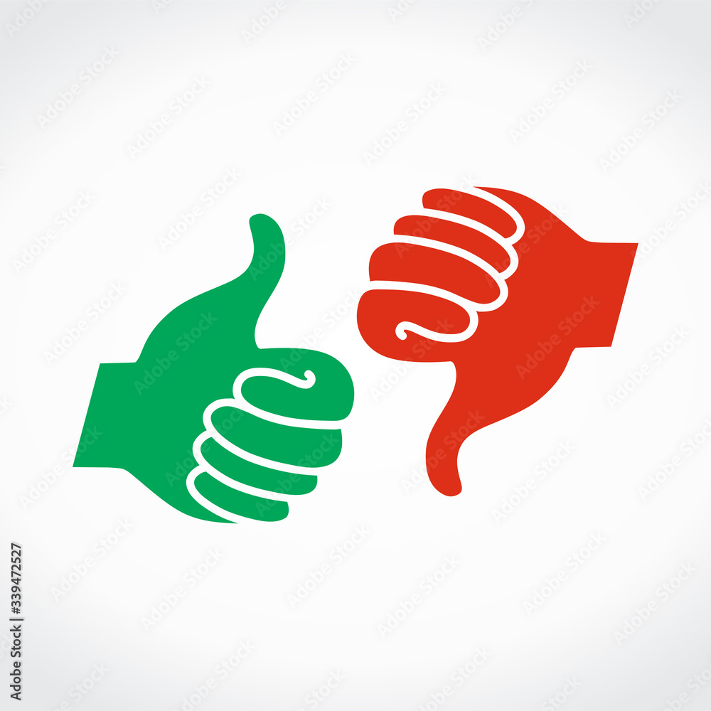 Cool Simple Thumbs Up. Simple Thumbs down. Art Cartoon vector flat template. Cool Simple Thumbs Up. Simple Thumbs down. Art Cartoon vector flat template.