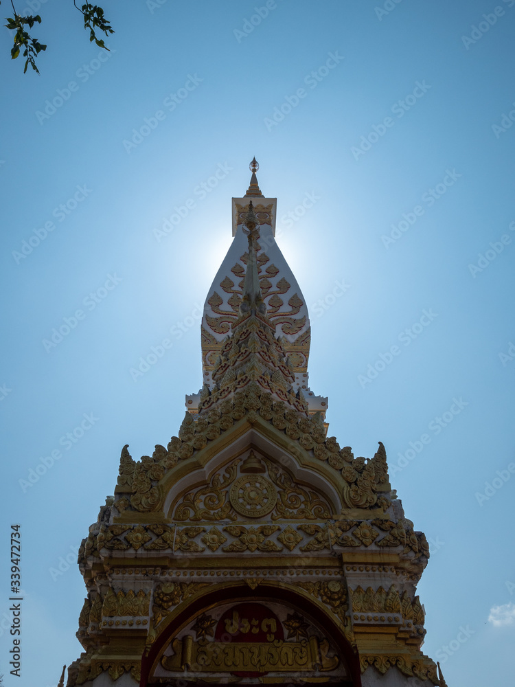 Fototapeta premium Nakorn Phanom, Thailand - Nov 16th, 2019: Wat Phra That Phanom is a temple in the That Phanom District in the southern part of Nakhon Phanom Province, northeastern Thailand.