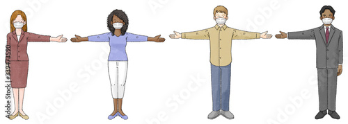 social distancing (COVID-19 Illustration of people keeping a distance to prevent the spread of coronavirus) 