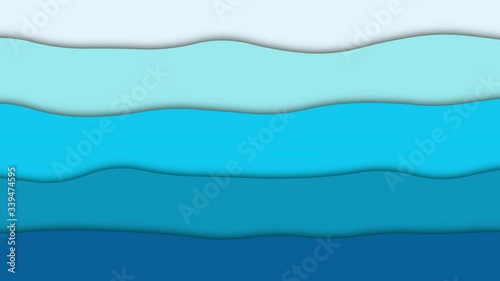 Abstract animated background. Blue paper waves. Looped footage video screensaver. 4K