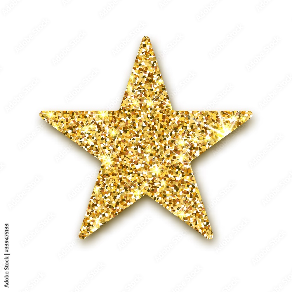 Gold glitter vector star. Golden sparcle. Amber particles. Luxury design element.