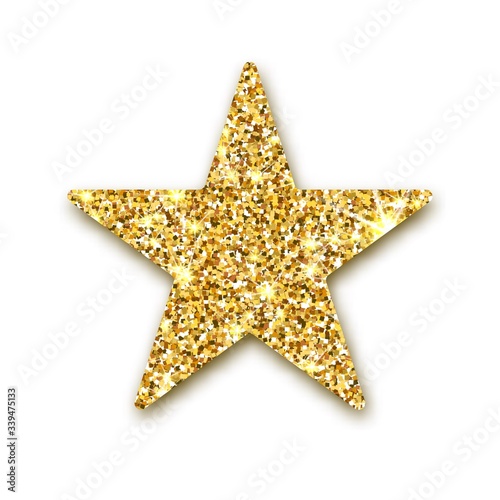 Gold glitter vector star. Golden sparcle. Amber particles. Luxury design element.