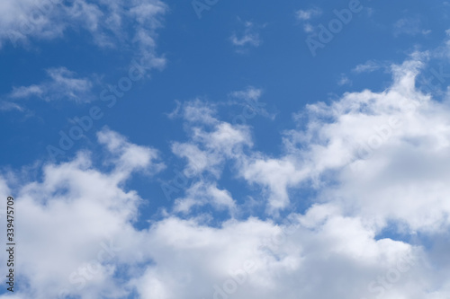 White clouds and blue sky.