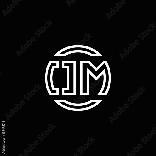 OM logo monogram with negative space circle rounded design template