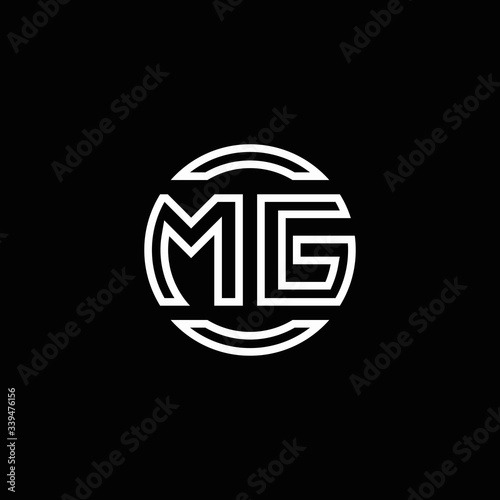 MG logo monogram with negative space circle rounded design template