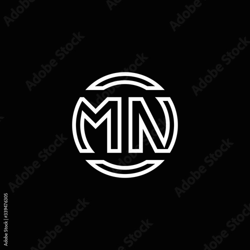 MN logo monogram with negative space circle rounded design template
