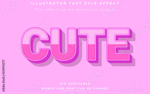 cute text effect pink premium vector