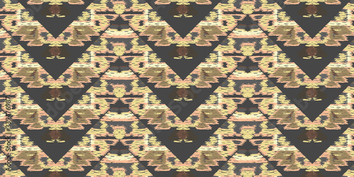 Drapery curves pagan tripe seamless pattern. Indian old surface background. Vector ornament