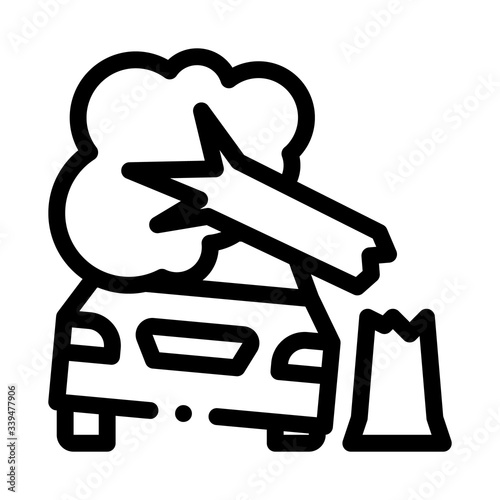 car crashed into tree icon vector. car crashed into tree sign. isolated contour symbol illustration