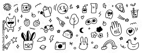 Cute Hand drawn doodle design vector, Kids and baby design element for prints, fabric , birth day cards, cover and web design