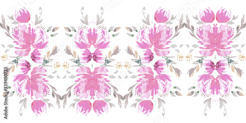 Vintage flower native pattern. Abstract ornate bohemian element. Folk american flowers. Print flower.