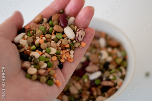 mixed legumes in hand