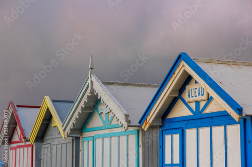 colorful beach huts Baie de Somme, Cayeux-sur-Mer