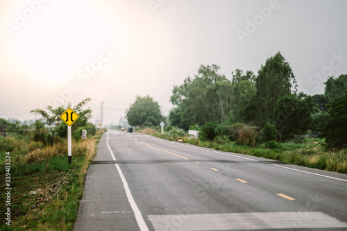 Open road countryside in ayuttaya thailand. photo