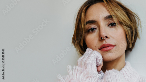 Beautiful girl with a nose piercing