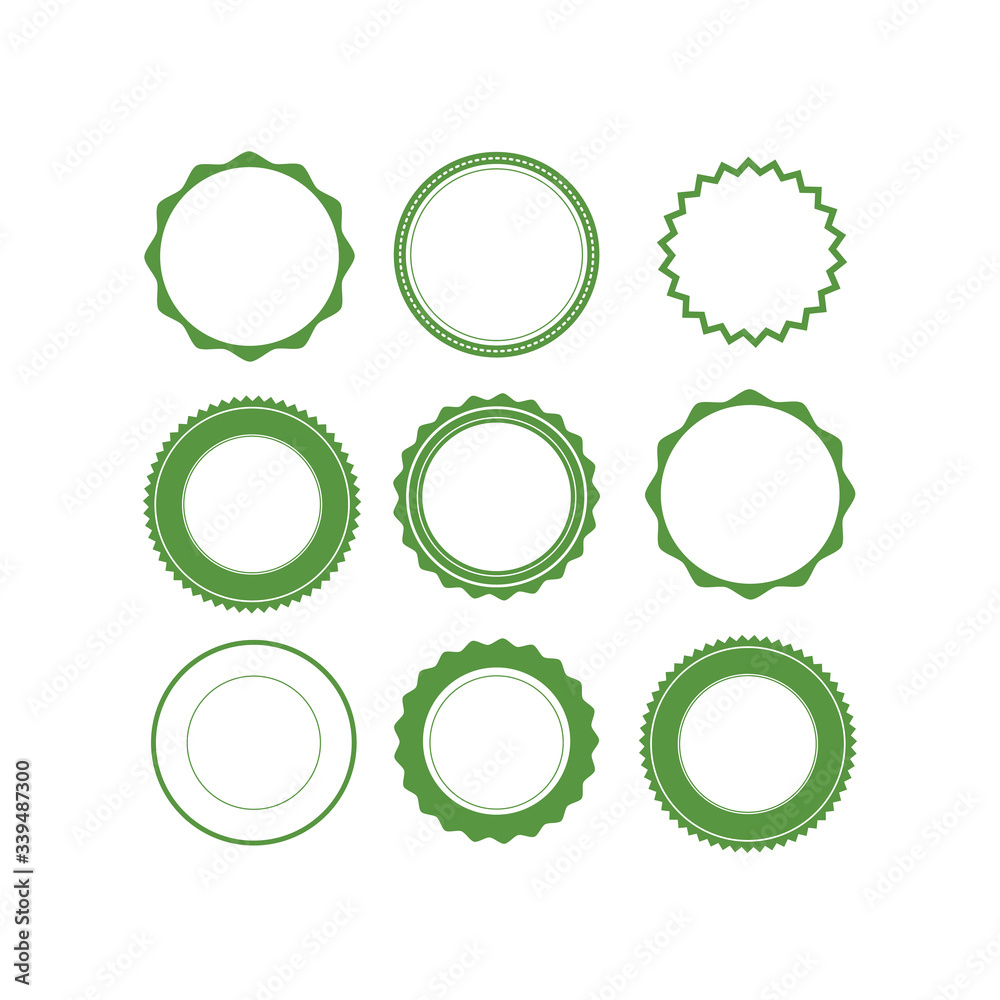 Badges, labels and stickers without text on retail. Designed in green. vector illustration on white background