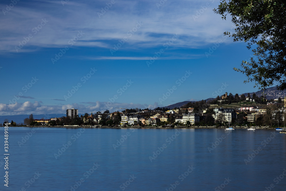 Montreux view by the Leman lake in Switzerland